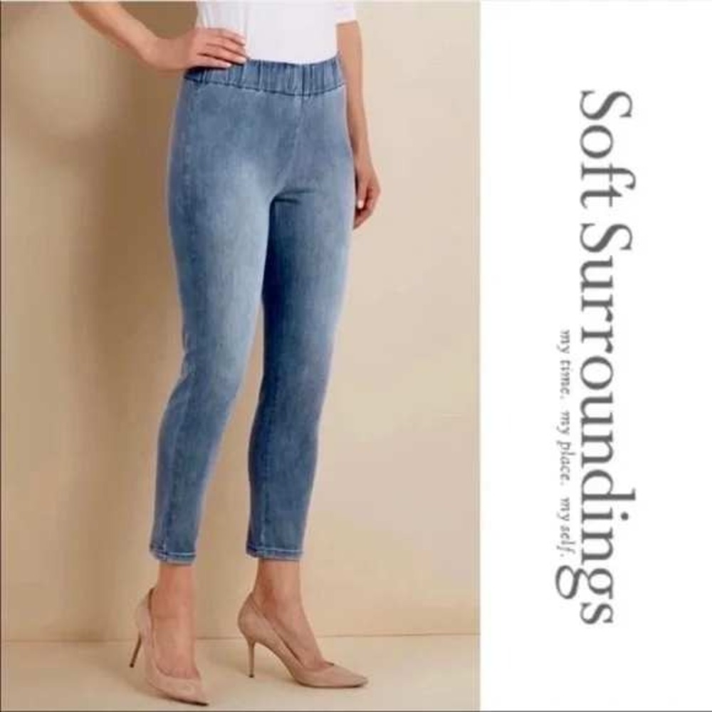 Soft Surroundings Jeans Metro Leggings Pull On Elastic Waist Stretch M Medium 6